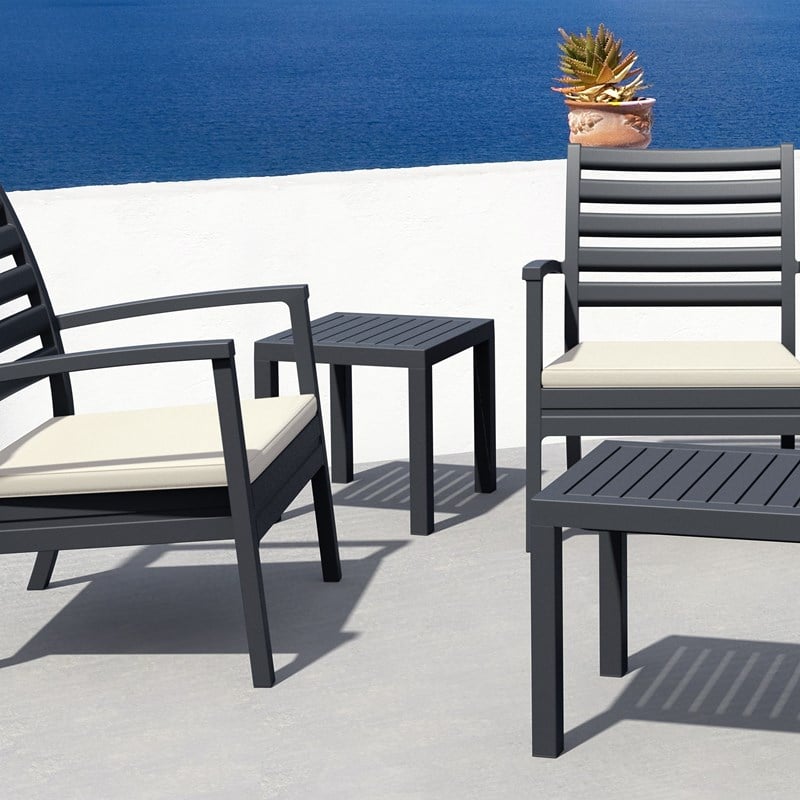 Compamia Ocean Square Resin Patio Side Table in Dark Gray