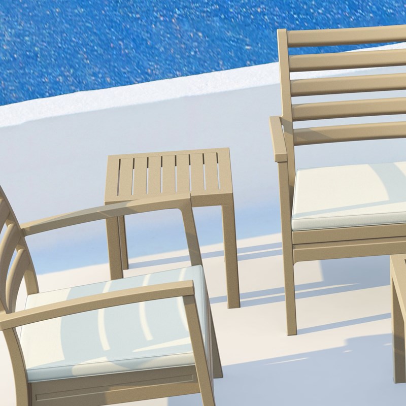 Compamia Ocean Square Resin Patio Side Table in Dove Gray