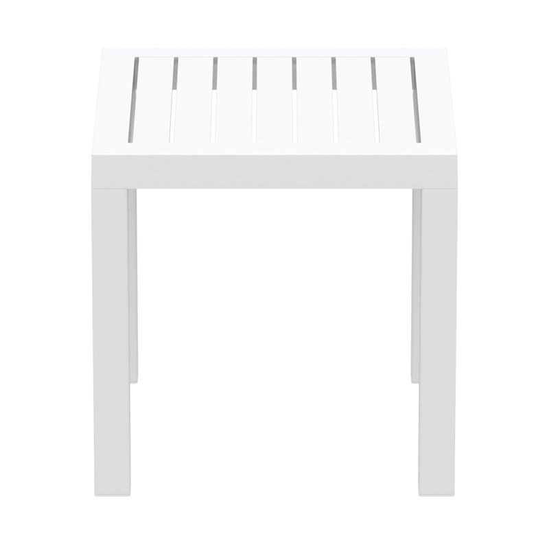 Compamia Ocean Square Resin Patio Side Table in White