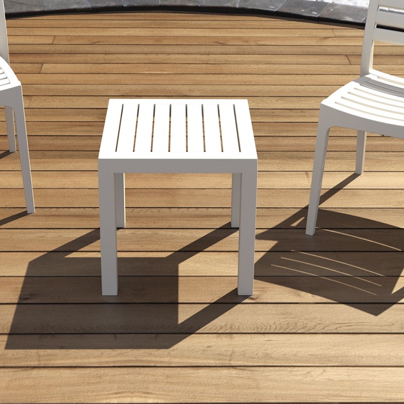 Compamia Ocean Square Resin Patio Side Table in White