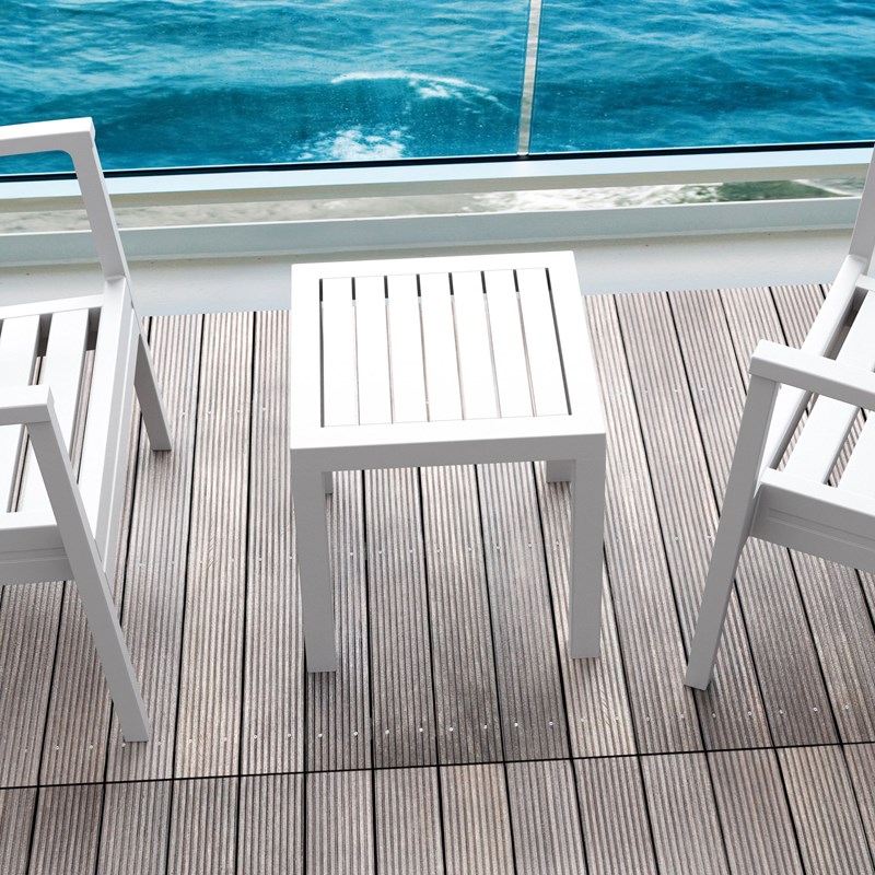 Compamia Ocean Square Resin Patio Side Table in White