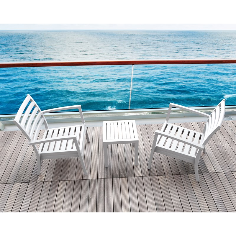 Compamia Ocean Square Resin Patio Side Table in White
