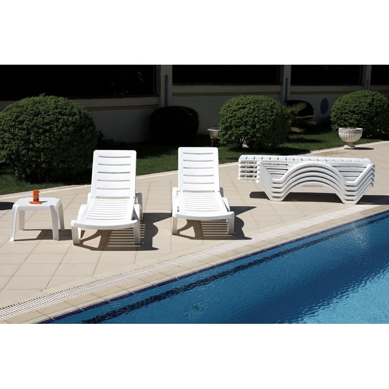 Compamia Aqua Modern Resin Pool Chaise Lounge in White Finish