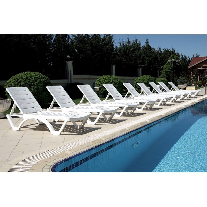 Compamia Aqua Modern Resin Pool Chaise Lounge in White Finish