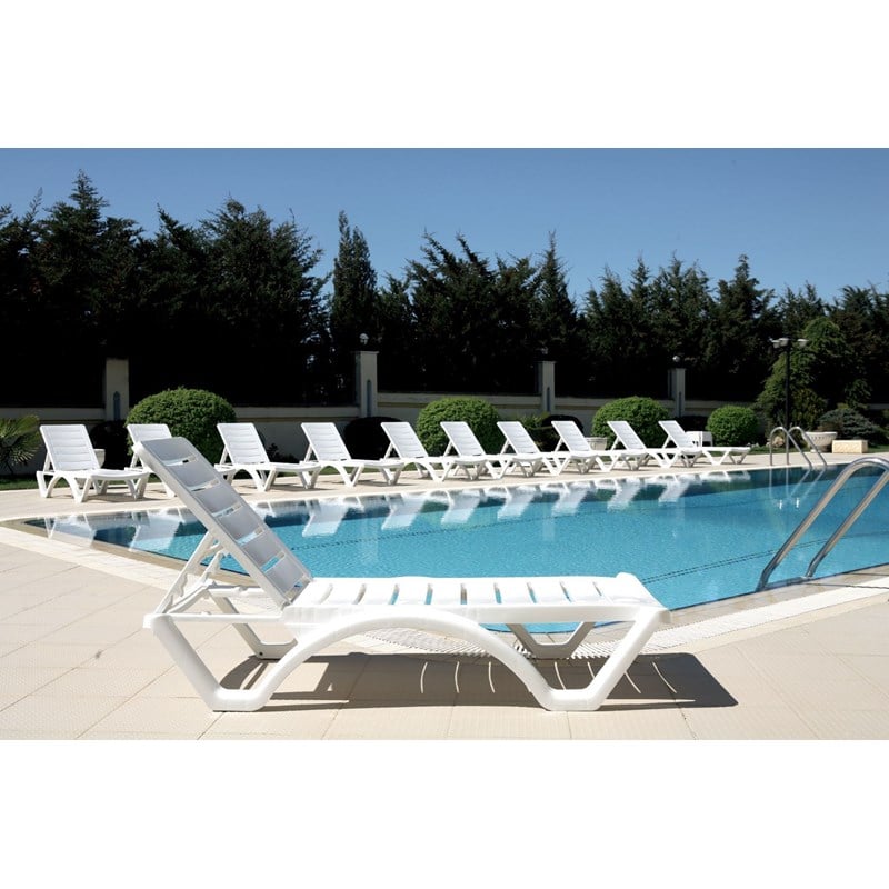 Compamia Aqua Modern Resin Pool Chaise Lounge in White Finish