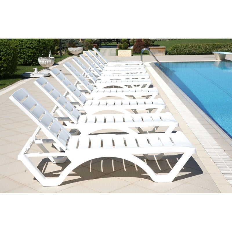 Compamia Aqua Modern Resin Pool Chaise Lounge in White Finish