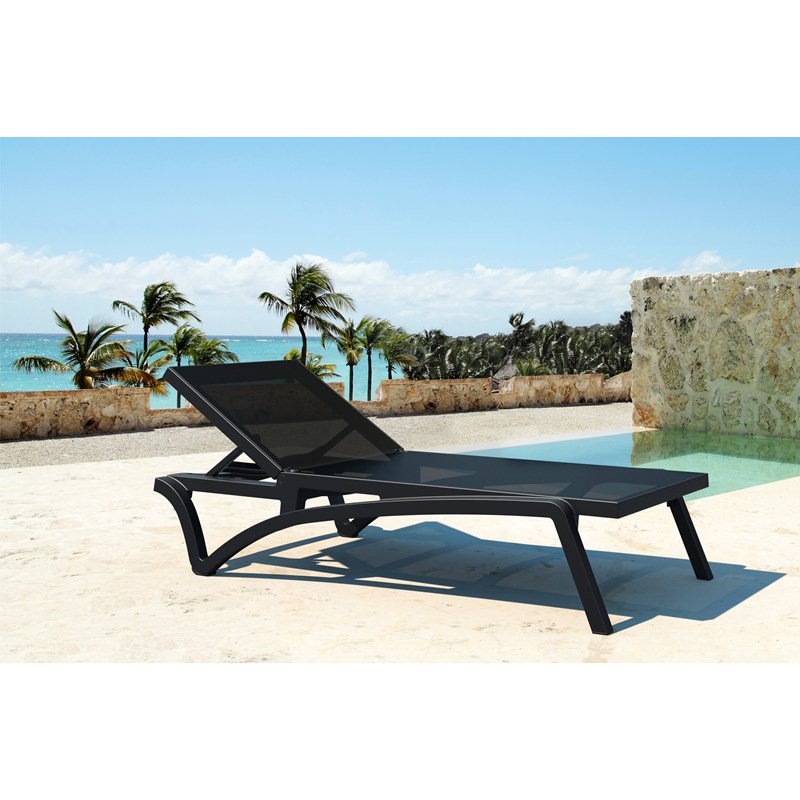 Compamia Pacific Chaise Lounge with Black Sling in Black Set of 2
