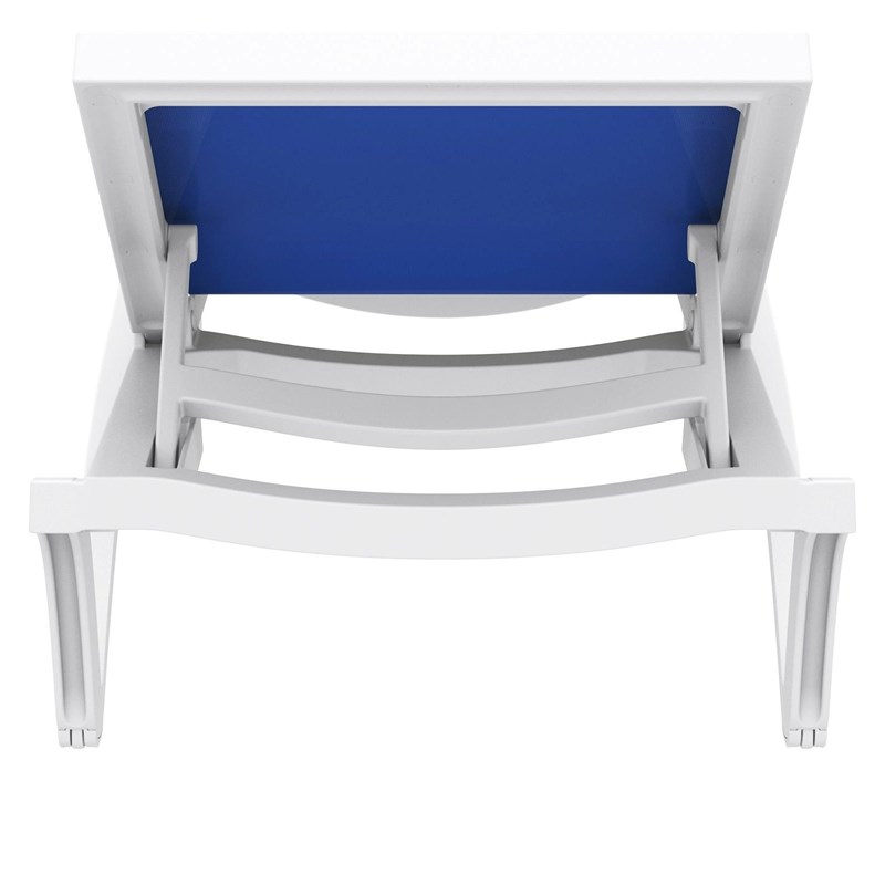 Compamia Pacific Chaise Lounge with Blue Sling in White Set of 2