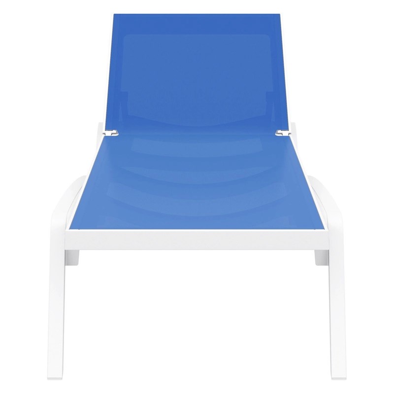 Compamia Pacific Chaise Lounge with Blue Sling in White Set of 2