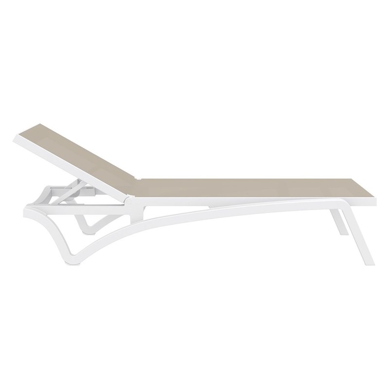 Compamia Pacific Chaise Lounge with Taupe Sling in White Set of 2