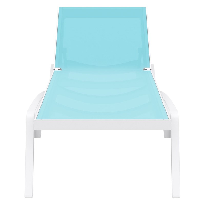 Compamia Pacific Chaise Lounge with Turquoise Sling in White Set of 2