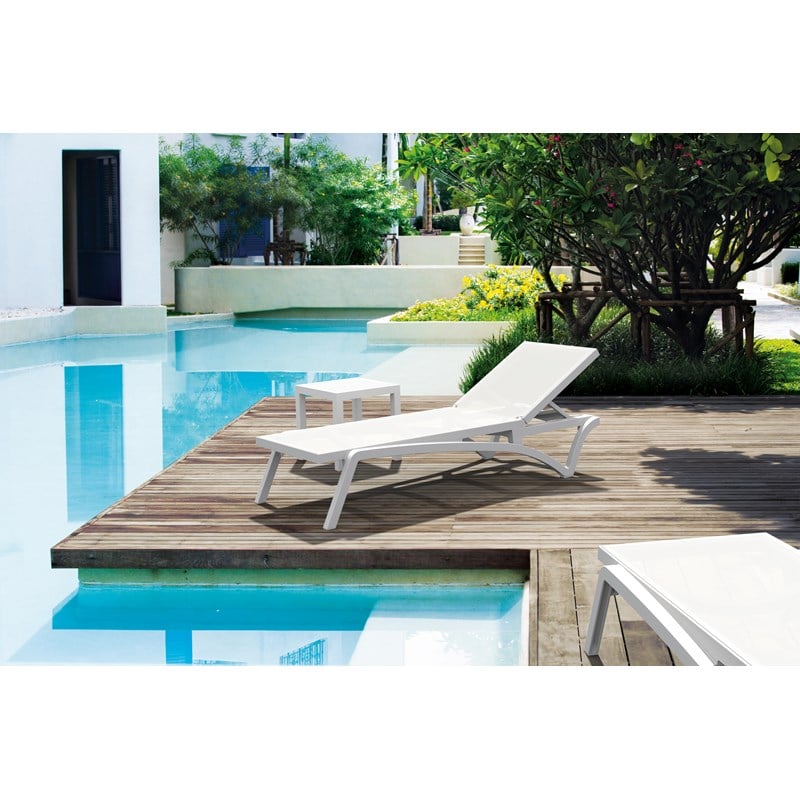 Compamia Pacific Chaise Lounge with White Sling in White Set of 2