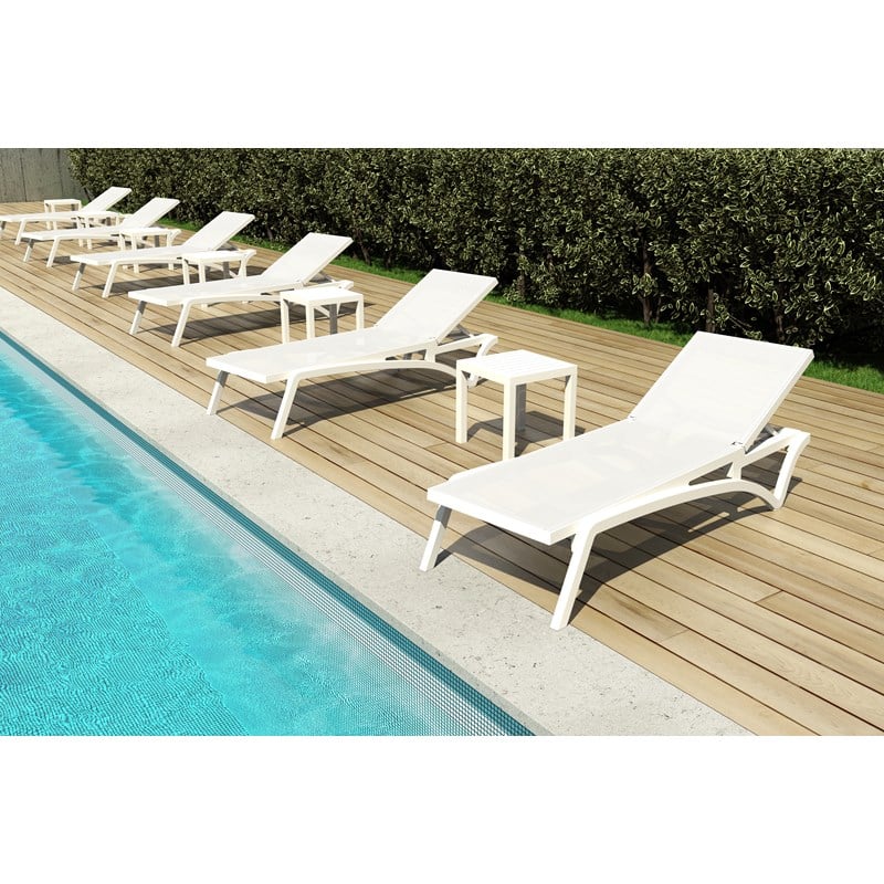 Compamia Pacific Chaise Lounge with White Sling in White Set of 2