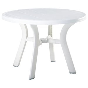 Compamia Truva Transitional Plastic 42&quot Round Resin Patio Dining Table in White