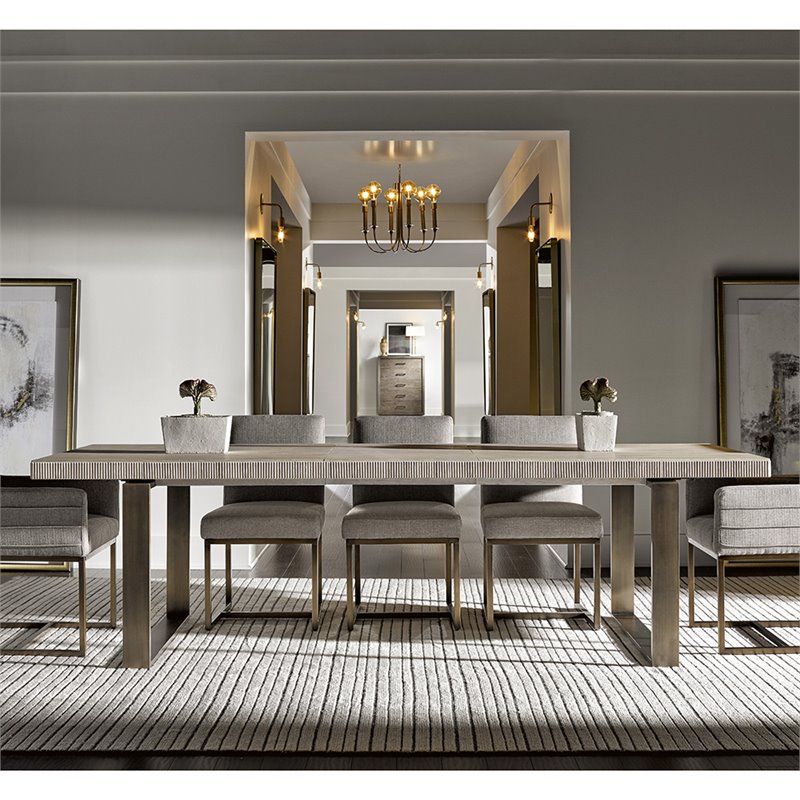 Universal Furniture Robards Butterfly Leaf Wood Dining Table in Quartz Gray