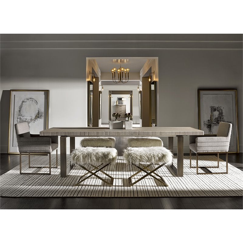 Universal Furniture Robards Butterfly Leaf Wood Dining Table in Quartz Gray
