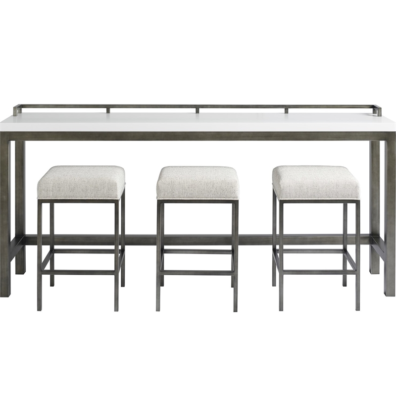 Universal Furniture Curated Essence Metal Console Table w/Stools in Bronze