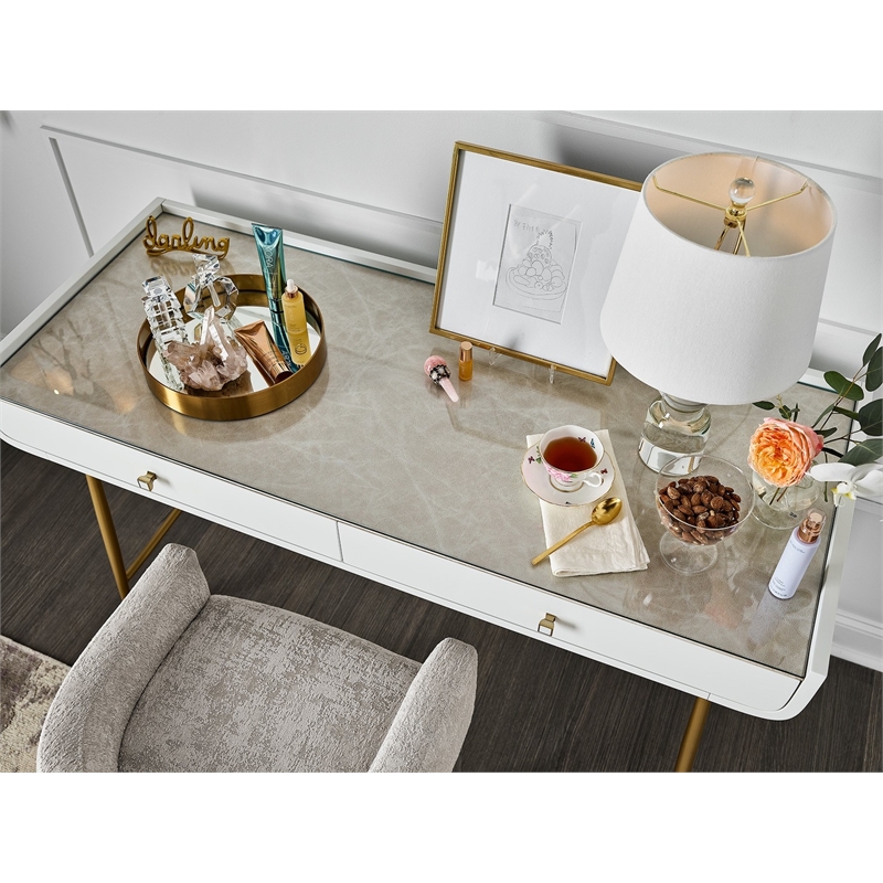 Miranda Kerr by Universal Furniture Allure Wood Vanity Desk in White