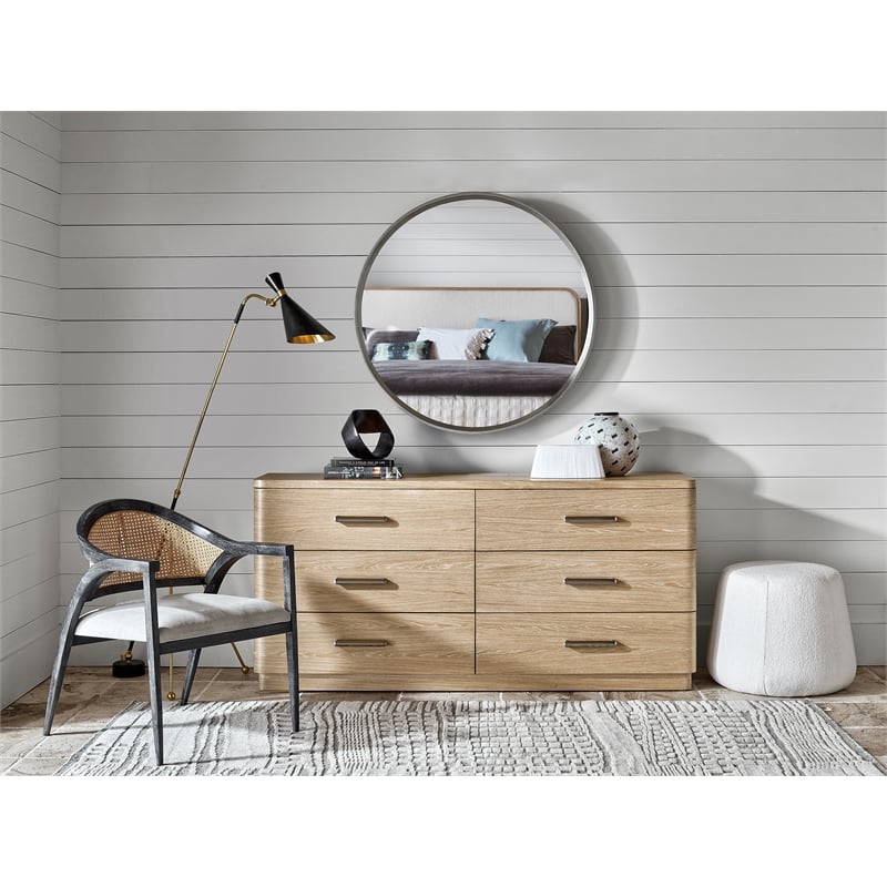 Universal Furniture Modern Nomad Round Mirror in Tan Tech Oak