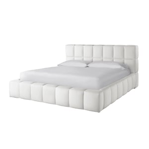 Universal Modern Nomad Upholstered Colina Queen Bed in Ivory Fabric