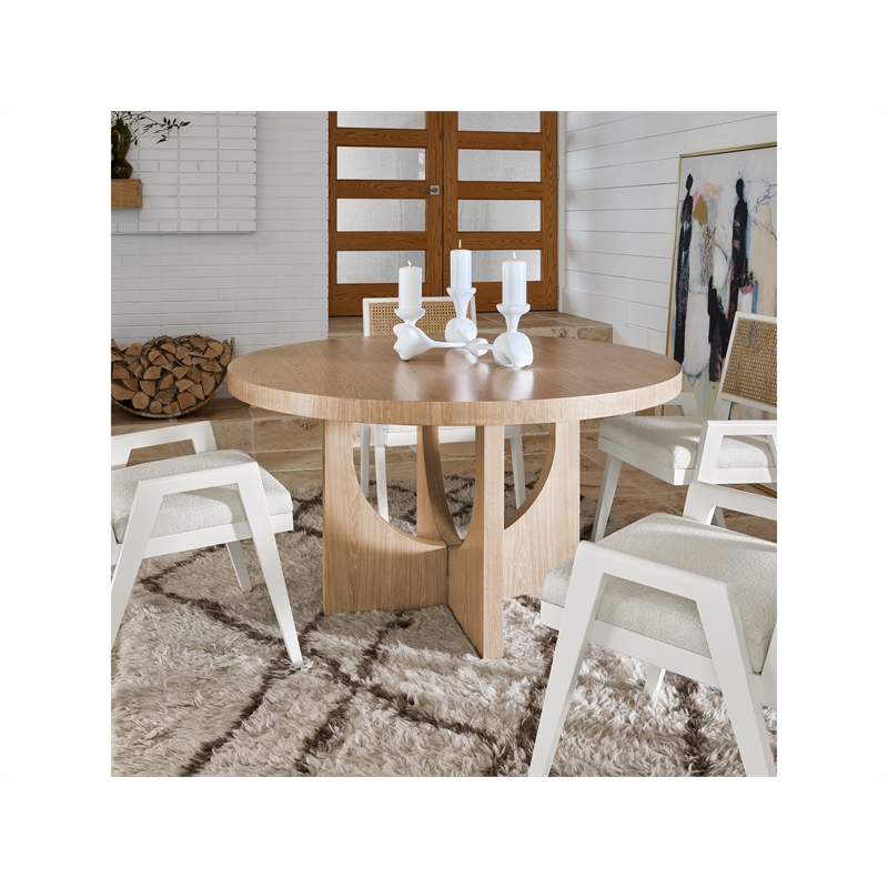 Universal Furniture Modern Nomad Callon Round Dining Table in Tan Tech Oak