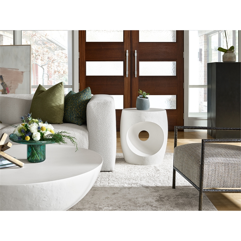 Universal Furniture Modern Nomad Canyo Accent Table in White Textured Plaster