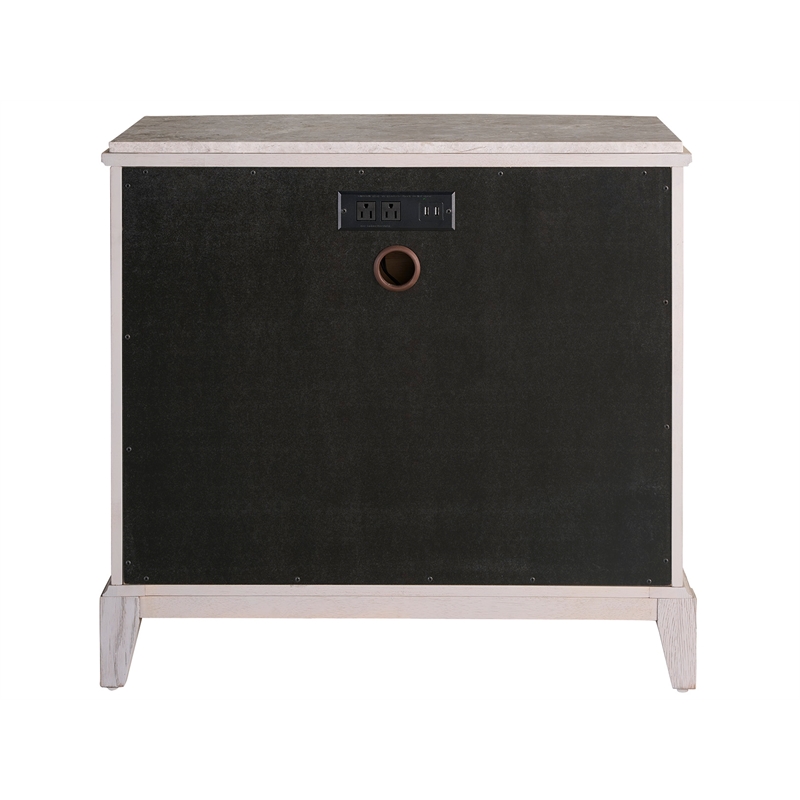Universal Coalesce Coalesce Stone Top Three Drawer Nightstand in Gray Oak Wood