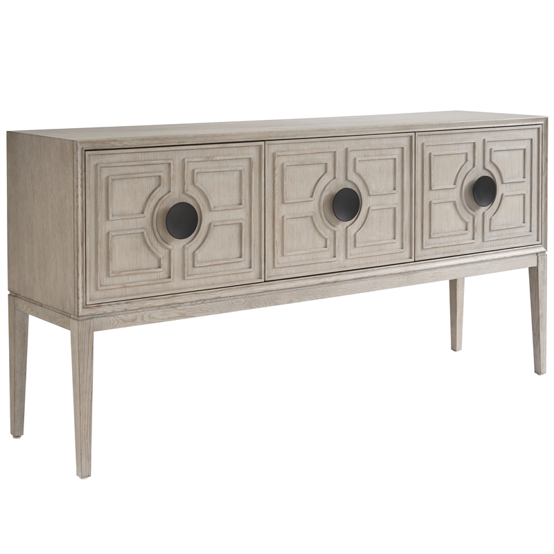 Universal Coalesce Three Door Madden Sideboard in Grey Oak Wood