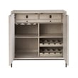 Universal Coalesce Odessa Bar Cabinet in Gray Oak Wood with Wine Storage
