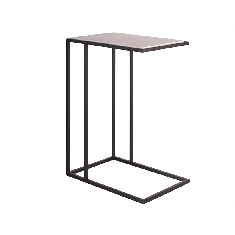 Universal Coalesce Boer Metal & Stone Drink Table in Matte Black Metal