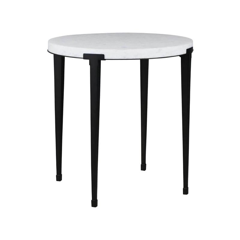 Universal Coalesce Floyd End Table - White Stone Top and Black Metal Legs