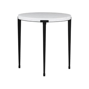 Universal Coalesce Floyd End Table - White Stone Top and Black Metal Legs