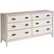Universal Coalesce Estelle Six Drawer Dresser in Gray Oak Wood