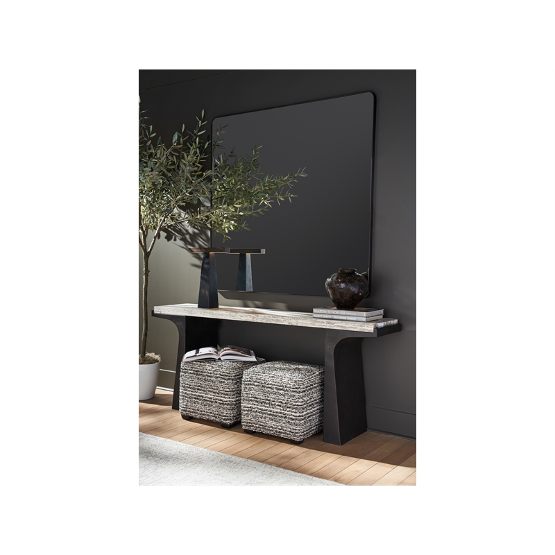 Universal Furniture Quill Console Table in White Travertine/Dark Bronze