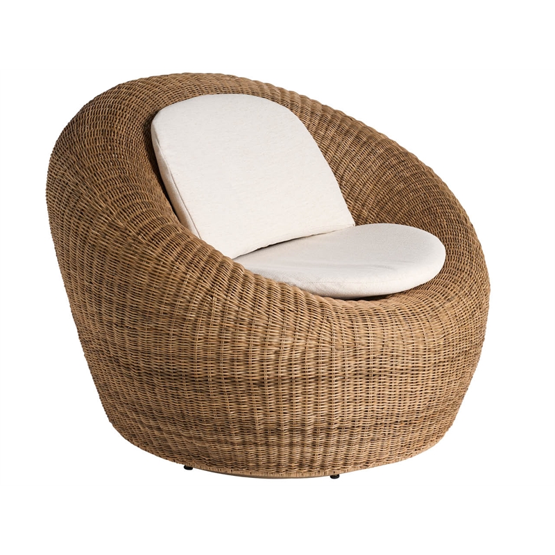 Universal Furniture Oasis Sea Pod Swivel Chair in Brown/Beige Natural Rattan