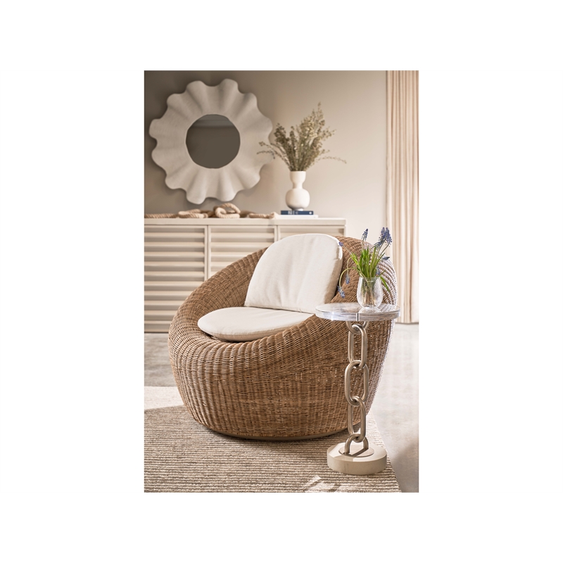 Universal Furniture Oasis Sea Pod Swivel Chair in Brown/Beige Natural Rattan