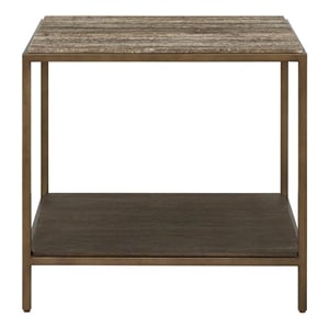 Universal Furniture Montclair Brindle End Table in Smoked Gold and Travertine