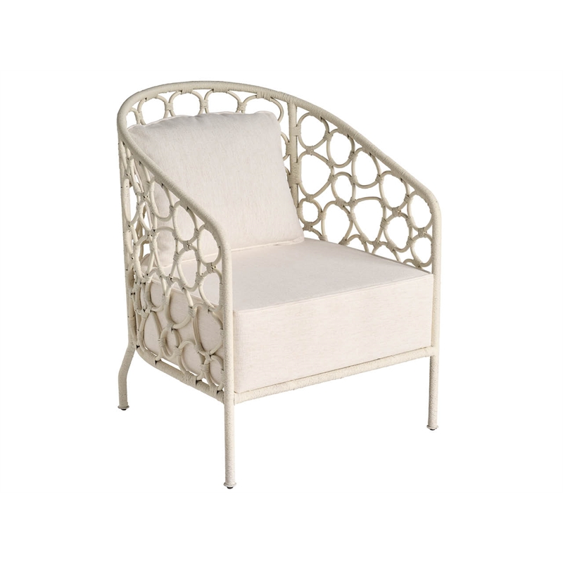 Universal Furniture Oasis Pebble Accent Chair in White Rattan