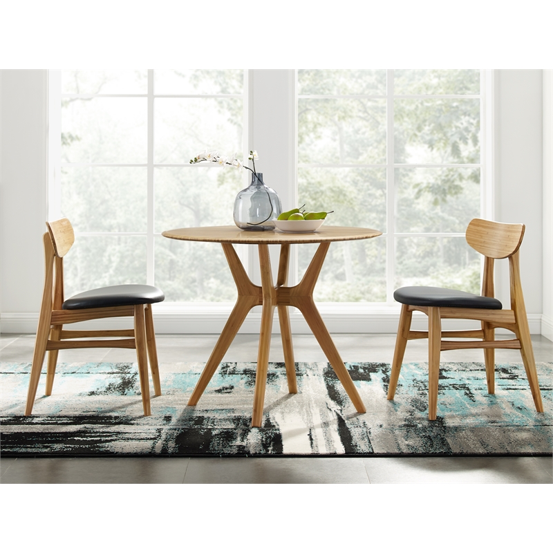 Bamax Coral Dining Chair With Leather Seat in Golden (Set of 2)