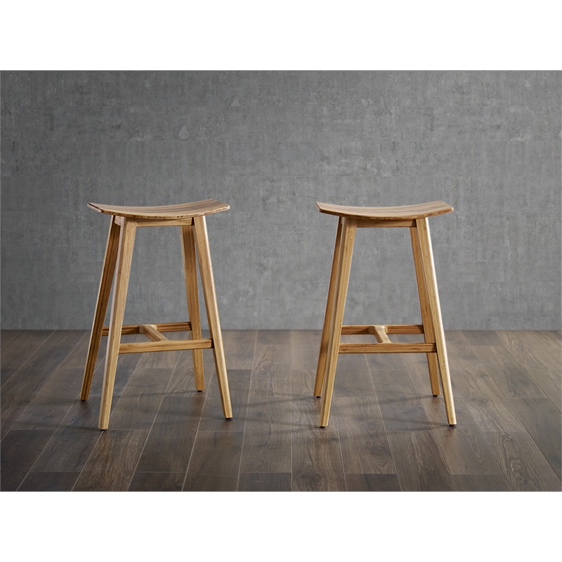 Bamax Tigris Counter Height Stool in Natural Caramelized (Set of 2)