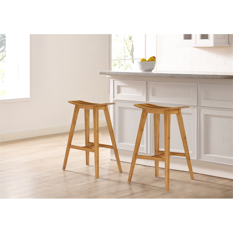 Bamax Tigris Counter Height Stool in Natural Caramelized (Set of 2)