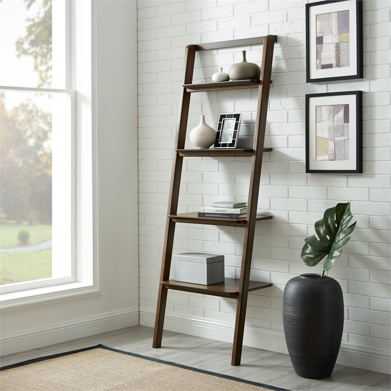 Bamax Dylan Leaning Bookshelf in Coffee