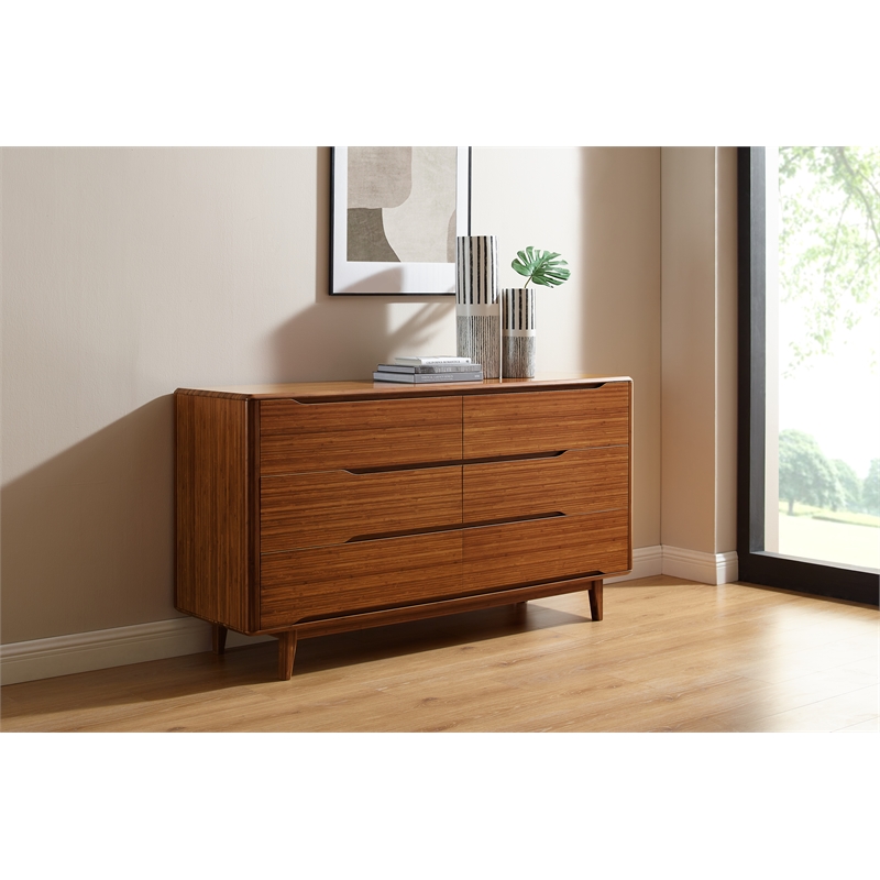 Bamax Dylan Six Drawer Double Dresser in Copper