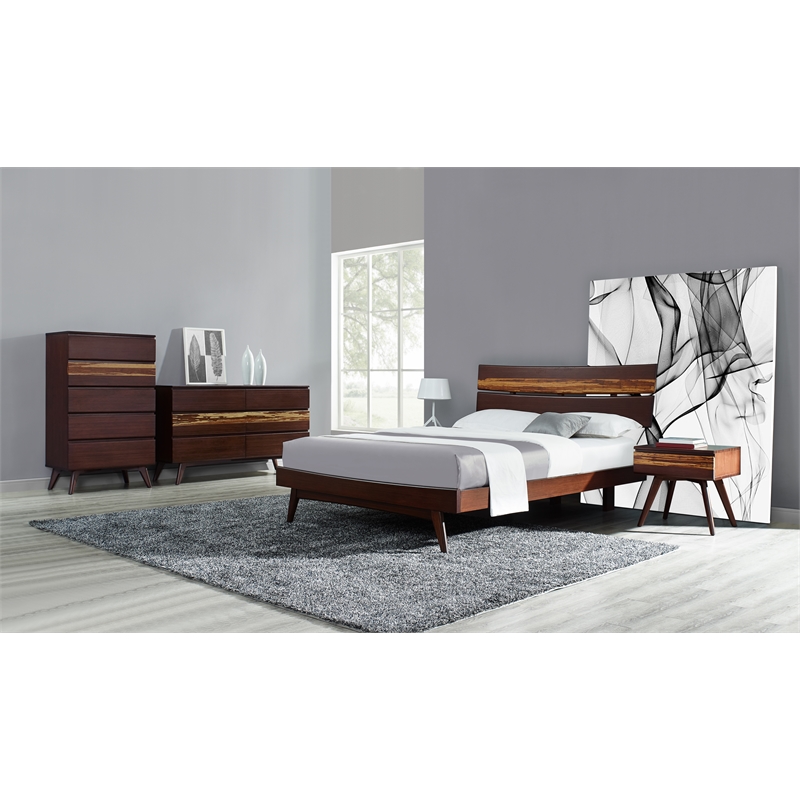 Bamax Sarah Five Drawer High Chest in Burgundy