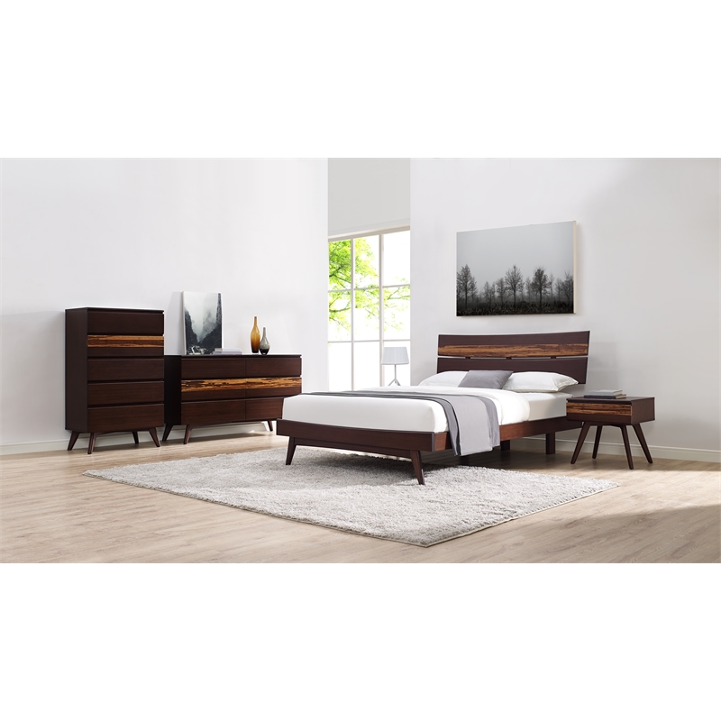 Bamax Sarah Six Drawer Double Dresser in Burgundy