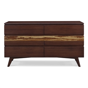 Bamax Sarah Six Drawer Double Dresser in Burgundy