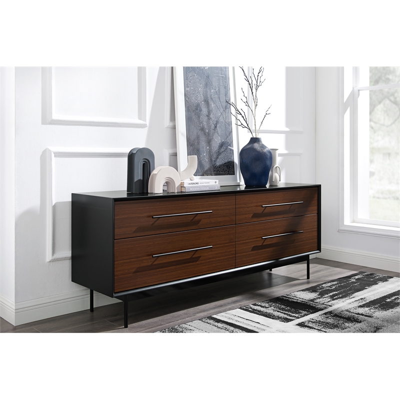 Bamax Landon 4 Drawer Double Dresser in Crimson