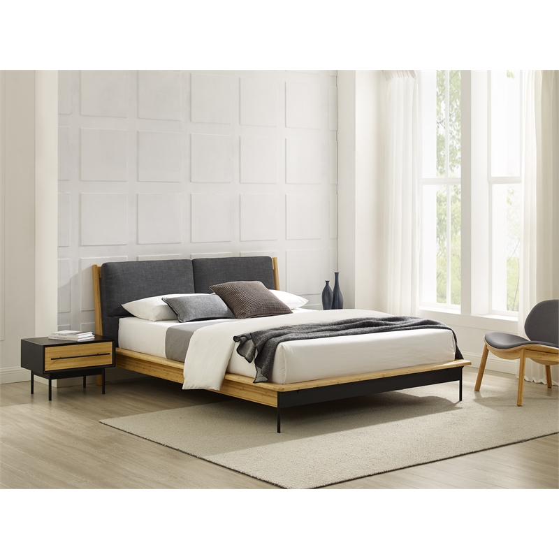 Bamax Spencer King Platform Bed with Fabric in Sand