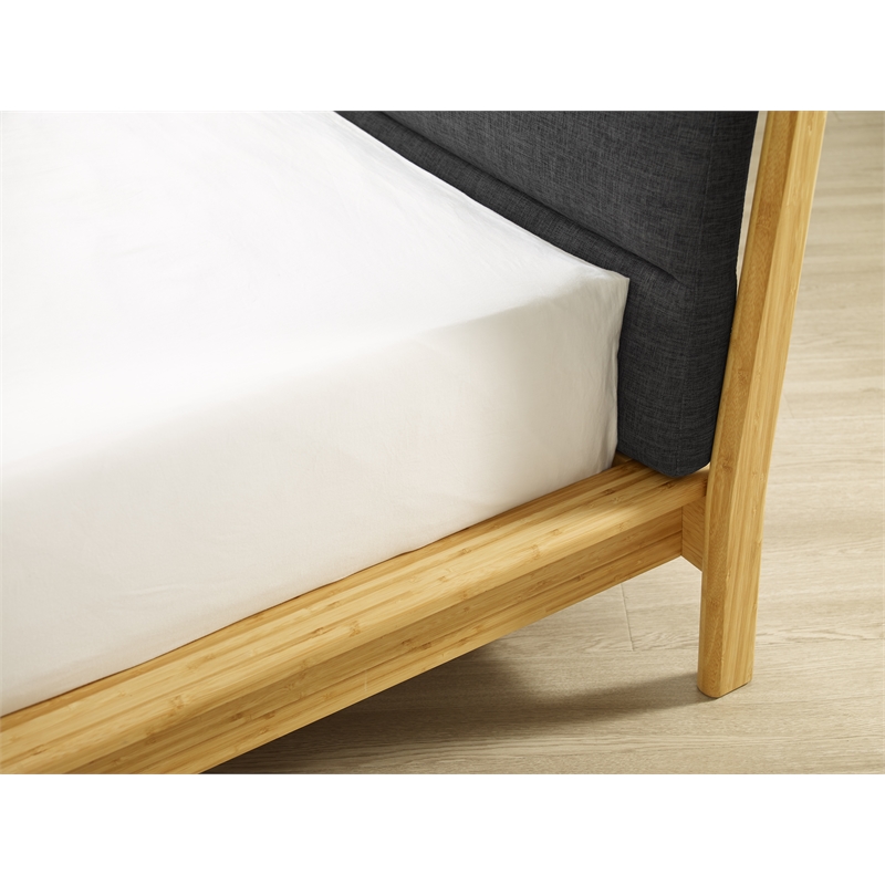 Bamax Spencer King Platform Bed with Fabric in Sand