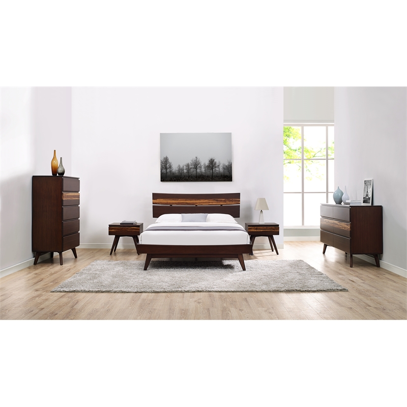 Bamax Sarah California King Platform Bed in Burgundy
